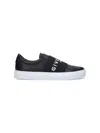 Givenchy Calfskin Leather Sneakers With Printed Logo And Contrasting Sole In Black