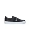 Givenchy Calfskin Leather Sneakers With Printed Logo And Contrasting Sole In Black