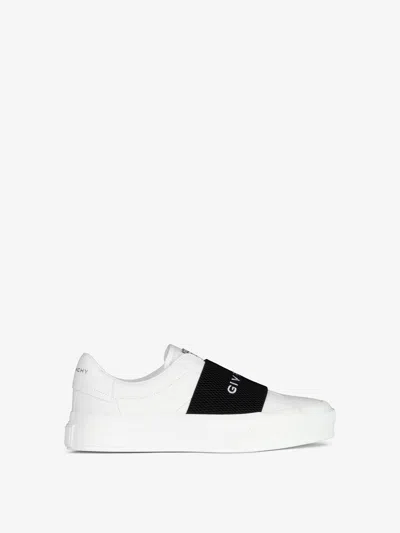 Givenchy City Sport Sneakers In Leather With  Strap In White/black