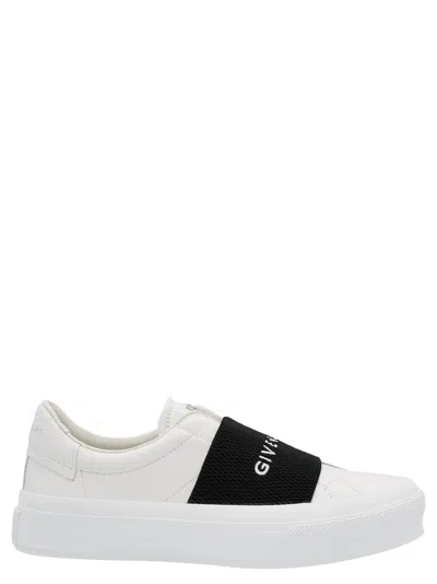 Givenchy White & Black City Sport Webbing Sneakers In 116 White Black