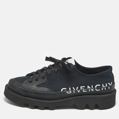 Pre-owned Givenchy Clapham Size 43 Navy Blue Canvas And Suede Lace Up Sneakers