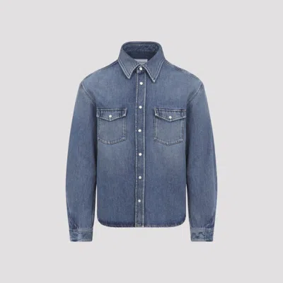 GIVENCHY COUTURE SEAM SHIRT IN SHADOW WASHED DENIM