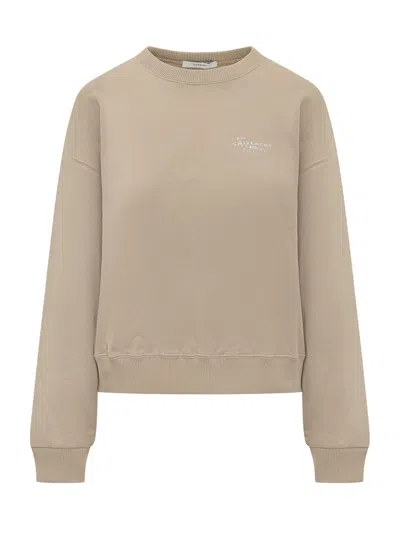 Givenchy Classic Embroidered Logo Sweatshirt - Giro Neck In Beige Cappuccino