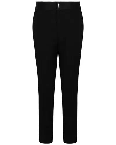 Givenchy Classic Fit Satin-trim Wool Trouser In Black