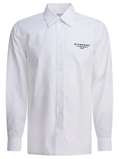 Givenchy Classic Fit Shirt With Logo Print Clothing In White