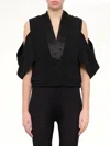 Givenchy Satin Lapel Cold Shoulder Jacket In Black
