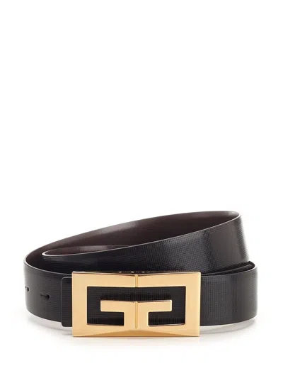 Givenchy 2g Reversible Leather Belt In Brown