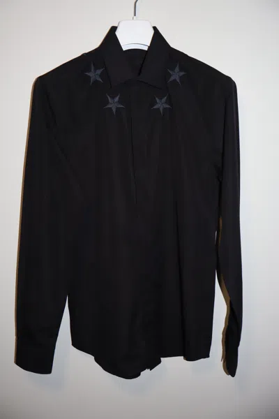Pre-owned Givenchy Classic Star Embroidery Shirt In Black
