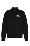 Givenchy Embroidered Logo Fleece Polo Sweatshirt In Black