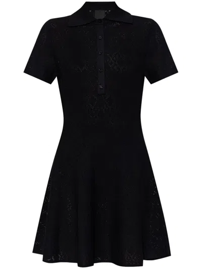 Givenchy Classic Wool Polo Dress With Buttoned Placket And Flared Skirt In Black