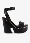 Givenchy Clog Platform Sandals In Leather With Studs Detail In Black