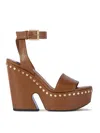 Givenchy Clog Platform Sandals In Leather With Studs Detail In Brown