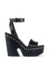 Givenchy Clog Platform Sandals In Leather With Studs Detail In Black