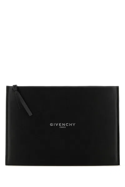 Givenchy Black Leather Large Antigona Stamped Clutch