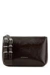 Givenchy Leather Clutch With Adjustable Strap And Textured Finish In Brown