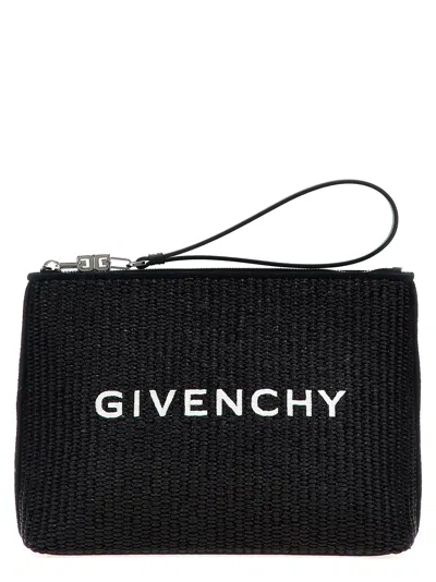 Givenchy Black Raffia Clutch Bag With Logo Women