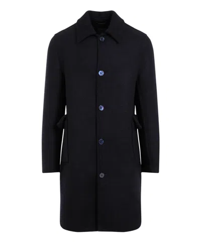 Givenchy Virgin Wool Long Coat In Blue