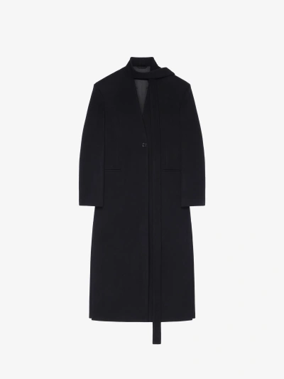 Givenchy Coat In Double Face Cashmere With Scarf In Black