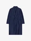 Givenchy Coat In Double Face Monogram 72 Jacquard In Bleu Fonce