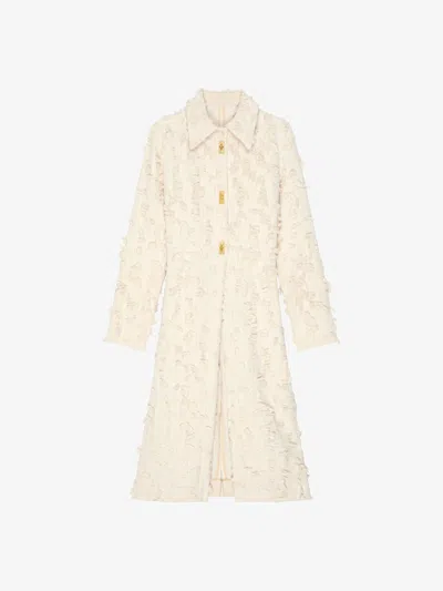 Givenchy Coat In Floral Cut Thread Fabric With Pleated Back In Off White
