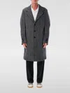 Givenchy Men Wool Blend Coat With Herringbone Motif In Gray