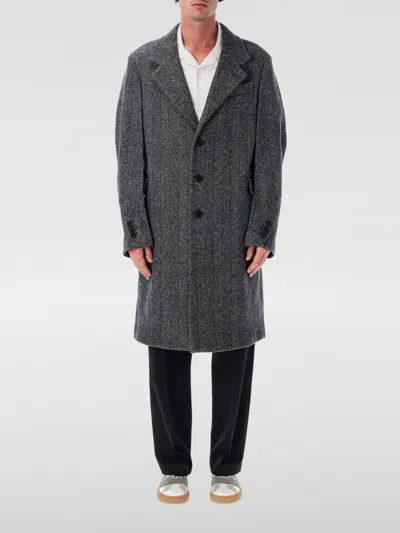 Givenchy Men Wool Blend Coat With Herringbone Motif In Multi