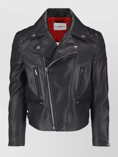 Givenchy Coat Notched Lapels Side Pockets Adjustable Straps In Black