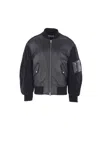 Givenchy Bomber Jacket With Leather Panels And Wool Sleeves In Black