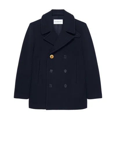 Givenchy Double-breasted Coat Featuring Front Pockets In Blue