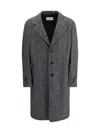 Givenchy Herringbone-pattern Notched-lapel Coat In Black