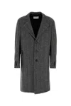 Givenchy Men Wool Blend Coat With Herringbone Motif In Gray