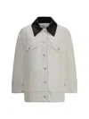 Givenchy Denim Jacket With Leather Collar In White