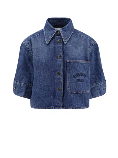 Givenchy Cropped Cocoon Shirt In Medium Denim Clothing In Blue