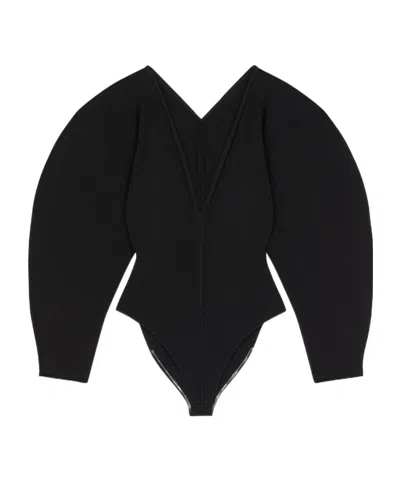 Givenchy Cocoon Bodysuit In Engineered Knit In Black