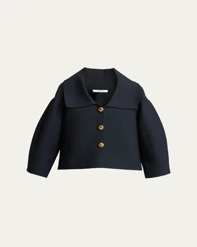 Givenchy Cocoon Button-down Crop Jacket In Black