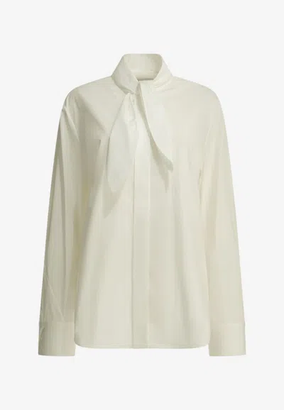 Givenchy Cocoon Wrap-sleeve Casual Shirt With Bow Collar In Neutral