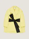 Givenchy Cocoon Coat In Satin With Cape In Yellow