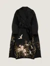 Givenchy Cocoon Coat In Satin With Embroideries And Cape In Black