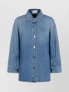 Givenchy Cocoon Collared Neck Denim Shirt In Blue