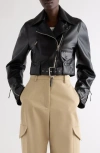 Givenchy Cocoon Crop Leather Biker Jacket In Black