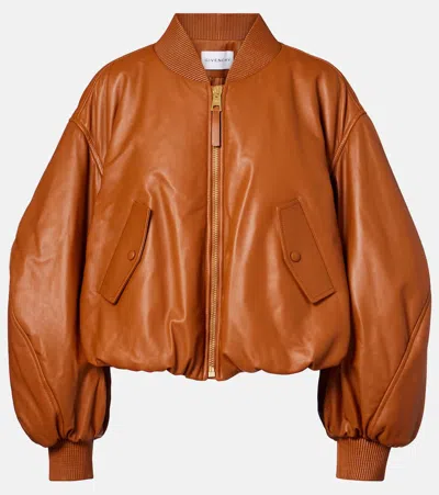 Givenchy Cropped Cocoon Bomber In Nappa Leather In Brown