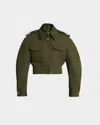 Givenchy Patch-pocket Cropped Military Jacket In Brown