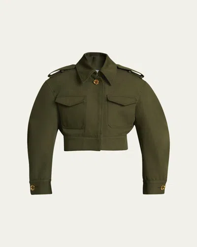 Givenchy Cocoon Cropped Utility Jacket In Green
