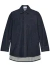 Givenchy Collared Neck Structured Long Sleeves Top In Blue