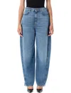 Givenchy Blue Jeans With Logo Patch On The Rear And Wide Leg In Denim Woman In Blue