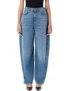 Givenchy Blue Jeans With Logo Patch On The Rear And Wide Leg In Denim Woman In Blue