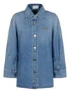 Givenchy Cocoon Collared Neck Denim Shirt In Blue
