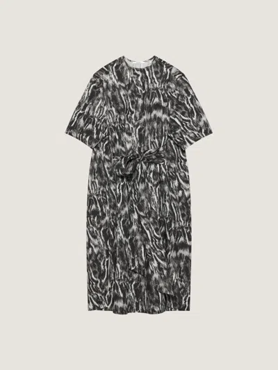 Givenchy Cocoon Dress In Cotton With Animal Print In Gray