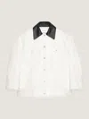 Givenchy Cocoon Jacket In White Denim With Leather Collar In White