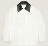 Givenchy Cocoon Jacket In White Denim With Leather Collar In White